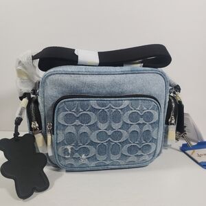 Coach Fletcher Crossbody Bag In Loved Signature Denim Light Indigo NWT